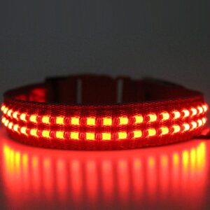 Reedog luminous USB svíticí obojek pro malé, střední a velké psy - piros - M