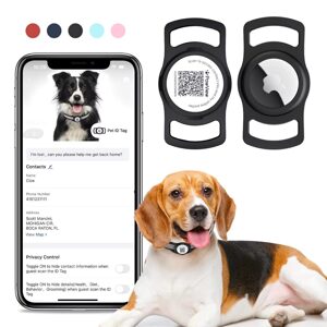 Smart TAG Airtag tartóval intelligens címke kutyáknak - fekete