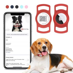 Smart TAG Airtag tartóval intelligens címke kutyáknak - piros