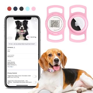 Smart TAG Airtag tartóval intelligens címke kutyáknak - rózsaszín