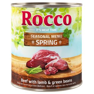 24x800g Rocco tavaszi menü bárány & zöldbab nedves kutyatáp