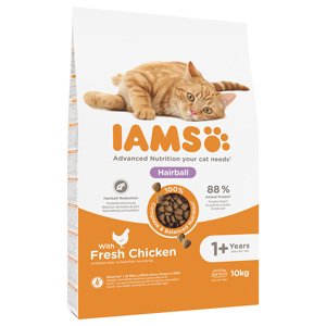 10kg IAMS for Vitality Hairball Adult csirke száraz macskatáp 10% árengedménnyel