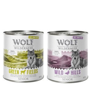 24x800g Wolf of Wilderness Free-Range Meat Senior mix: kacsa & borjú, bárány & csirke nedves kutyatáp