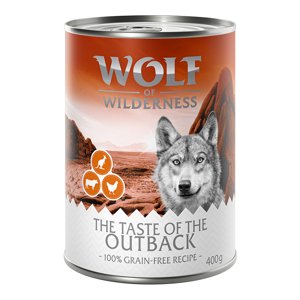 24x400g Wolf of Wilderness Taste of Outback - csirke, marha, kenguru nedves kutyatáp