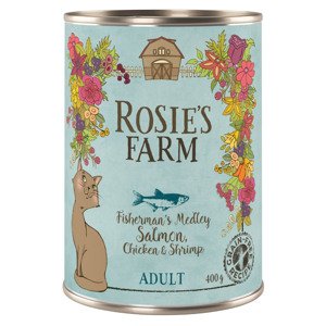 1x400g Rosie's Farm Adult nedves macskatáp - Lazac, csirke & garnéla