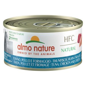 12x70g Almo Nature HFC Natural Tonhal, csirke & sajt nedves macskatáp