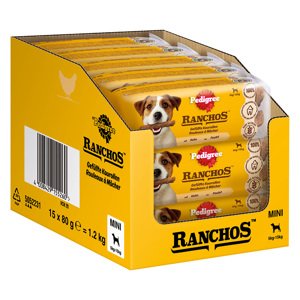 10x80g Pedigree Ranchos Mini csirke töltött rágótekercs jutalomfalat kutyáknak