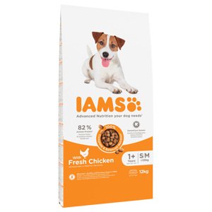 2x12kg IAMS for Vitality Dog Adult Small & Medium csirke száraz kutyatáp