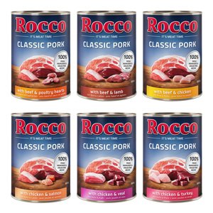 6x400g Rocco Classic Pork nedves kutyatáp Mix: marha/bárány, csirke/pulyka, csirke/borjú, marha/szárnyasszív, csirke/lazac, marha/csirke