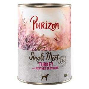6x400g Purizon Single Meat Pulyka & hangavirág nedves kutyatáp