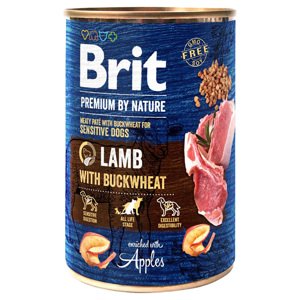 6x400g Brit Premium by Nature nedves kutyatáp - Bárány hajdinával