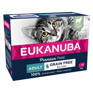 Economy csomag: 24x85g Eukanuba Grain Free Adult Lamb nedves macskaeledel, gabonamentes felnőtteknek