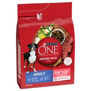 2,5kg PURINA ONE Medium/Maxi Adult marha & rizs száraz kutyatáp