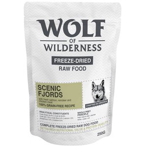 250g Wolf of Wilderness fagyasztva szárított nyers eledel rendkívüli kedvezménnyel! száraz kutyatáp - ,,Scenic Fjords" - Rénszarvas, lazac & csirke