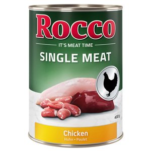 6x400g Rocco Single Meat csirke nedves kutyatáp 5+1 ingyen akcióban