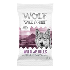 100g Próbacsomag: gabonamentes Wolf of Wilderness száraz kuytatáp - Wild Hills - kacsa