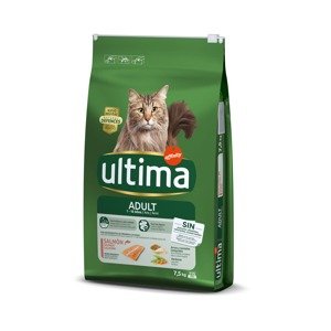 7,5kg Ultima Adult lazac & rizs száraz macskatáp 6,5kg+1kg ingyen akcióban