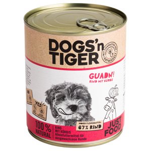 6x800g Dogs'n Tiger Adult Marha & sütőtök nedves kutyatáp