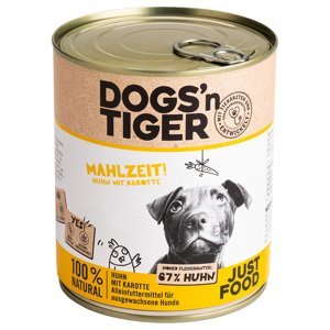 12x800g Dogs'n Tiger Adult Csirke & sárgarépa nedves kutyatáp