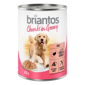 6x415g Briantos Pulyka & sárgarépa falatkák szószban nedves kutyatáp
