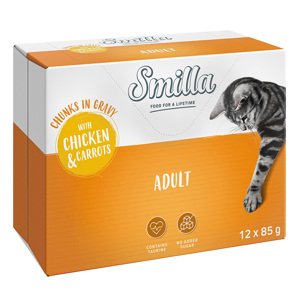 24x85g Smilla Adult falatok csirke & sárgarépa zöldséggel nedves macskatáp