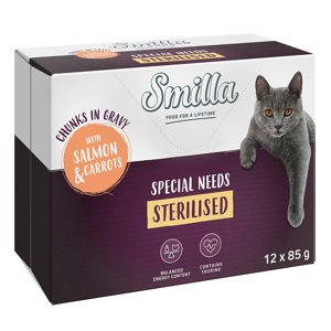 24x85g Smilla Sterilised falatok zöldséggel lazac & sárgarépa nedves macskatáp