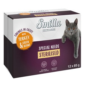 24x85g Smilla Sterilised falatok zöldséggel pulyka & zöldbab nedves macskatáp