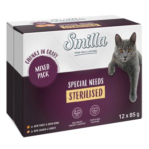 24x85g Smilla Sterilised falatok zöldséggel nedves macskatáp vegyesen