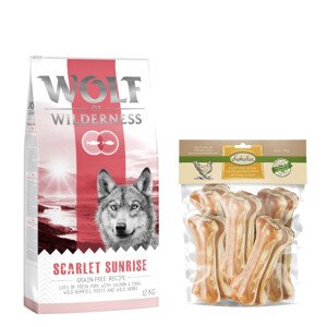 12kg Wolf of Wilderness "Scarlet Sunrise" - lazac & tonhal száraz kutyatáp+750g 15cm-es Lukullus csirke rágócsont kutyáknak ingyen