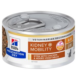24 x 82 g Hill's Prescription Diet Feline k/d Mobility nedves macskaeledel csirkével és zöldséggel