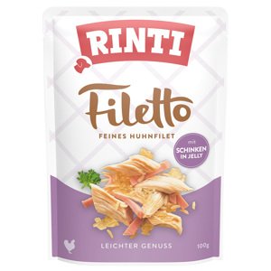 24x100g RINTI Filetto Pouch in Jelly kutyasnack - Csirke sonkával