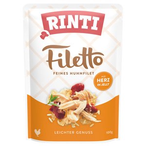 24x100g RINTI Filetto Pouch in Jelly kutyasnack - Csirke szívvel