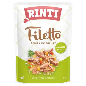 24x100g RINTI Filetto Pouch in Jelly kutyasnack - Kacsa zöldséggel