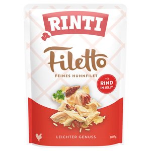 24x100g RINTI Filetto Pouch in Jelly kutyasnack - Csirke marhával