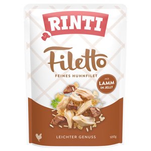 24x100g RINTI Filetto Pouch in Jelly kutyasnack - Csirke báránnyal