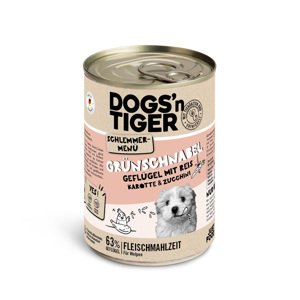 6x400g Dogs'n Tiger ínyenc menü Szárnyas, natúr rizs, sárgarépa &  cukkini (Junior) nedves kutyatáp