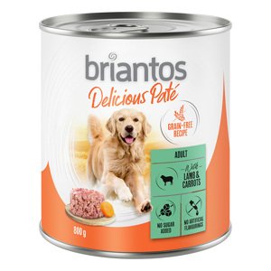 24x800g briantos Delicious Paté Bárány & sárgarépa nedves kutyatáp 20+4 ingyen akcióban