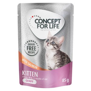 12x85g Concept for Life Kitten lazac gabonamentes - szószban nedves macskatáp 20% árengedménnyel