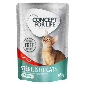 12x85g Concept for Life Sterilised Cats marha - szószban nedves macskatáp 20% árengedménnyel