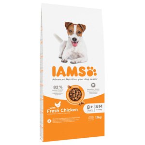 12kg IAMS for Vitality Senior & Mature Small Medium csirke száraz kutyatáp 10+2 ingyen akcióban