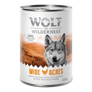 12x400g 10 + 2 ingyen! Wolf of Wilderness nedves kutyatáp- Wide Acres csirke