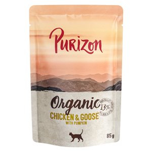 24x85g Purizon Organic csirke, liba & tök nedves macskatáp 22+2 ingyen akcióban