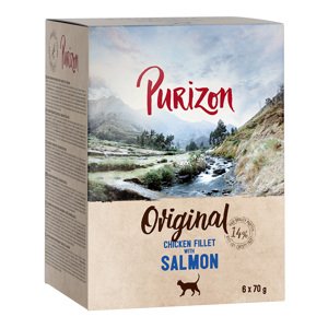 24x70g Purizon Adult  csirkefilé & lazac nedves macskatáp 22+2 ingyen akcióban