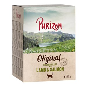 24x70g Purizon Adult csirkefilé, bárány & lazac nedves macskatáp 22+2 ingyen akcióban