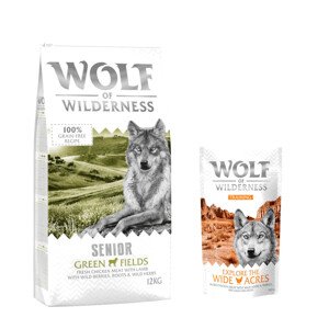 12 kg Wolf of Wilderness száraz kutyatáp + “Explore the Wide Acres” csirke 100 g kutyasnack ingyen! - Senior 'Green Fields' - bárány
