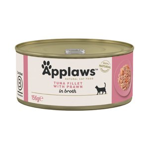 24x156g Applaws hús-/hallében nedves macskatáp-tonhalfilé & garnéla
