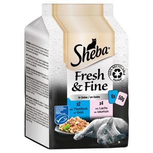 6x50 g Sheba Fresh & Fine tonhal & lazac aszpikban nedves macskatáp