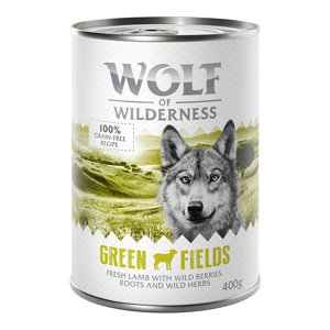6x400g Wolf of Wilderness Adult Green Fields kutyatáp - Bárány