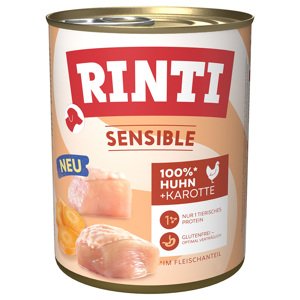 24x800g RINTI Sensible gazdaságos csomag nedves kutyatáp - Csirke & sárgarépa