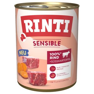 24x800g RINTI Sensible gazdaságos csomag nedves kutyatáp - Marha & rizs